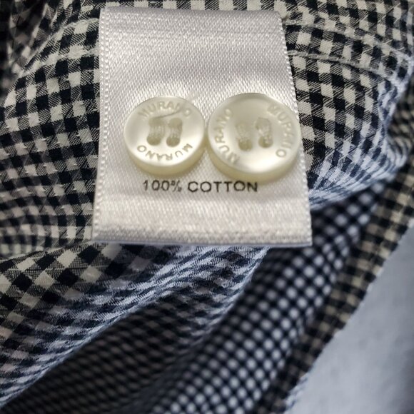 Murano Shirt Mens Size Large Black & White Checkered Button-Up Long Sleeve - Picture 3 of 9